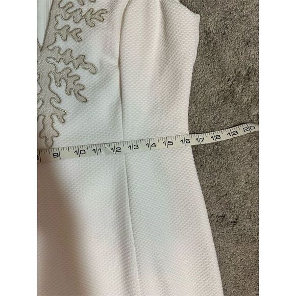 Pappagallo White Gold Embroidered Sleeveless Shift Dress One Size - Picture 8 of 12